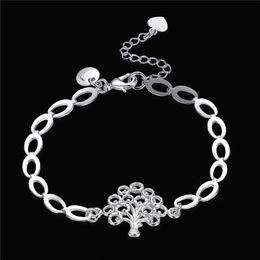 Women's Sterling Silver Plated Tree of life pendant Charm Bracelet GSSB574 fashion 925 silver plate Jewellery bracelets334m