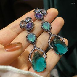 Dangle Earrings SUYU Autumn 2023 Retro Women's Luxury Style Colourful Zirconia Versatile Accessories