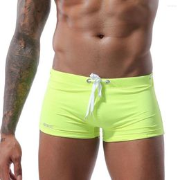 Men's Swimwear Swimsuit Boxer Briefs Tether Swimming Short Swim Shorts Sexy Beach Wear Mesh Stretch Breathable Trunks Men Pants