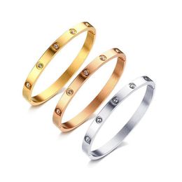 Women Lovers Bracelets Silver Gold Bangles Men Luxury designer Jewellery Stainless Steel couple classic simple fashion diamond custo198v