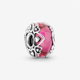 100% 925 Sterling Silver Reveal Your Love Pink Murano Glass Charms Fit Original European Charm Bracelet Fashion Women Wedding Enga244W