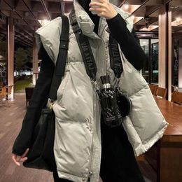 Women's Vests Deeptown Winter Down Women Korean Fashion Oversize Sleeveless Jacket Streetwear College Casual Warm Vintage Hrajuku Vest