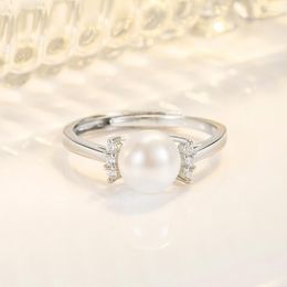 Cluster Rings Genuine 925 Sterling Silver Freshwater Pearl Ring For Women Anillos De Jewelry Wedding Bands Jewellry Gemstone