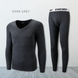 Men's Thermal Underwear Long Johns Men Sets Thin Fleece Elastic Material Soft V-neck Undershirt Underpants Size L To 4XL 5 Colours