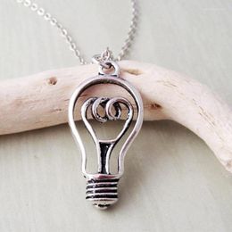 Pendant Necklaces Light Bulb Necklace Lightbulb Charm Chain Cute Dainty Antique Silver Colour Jewellery Great Idea Gift For Friend