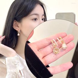 Dangle Earrings Vintage Asymmetric Black Rose Heart Drop For Women Delicate Luxury Zircon Butterfly Pearl Earring Girls Party Jewellery