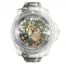 Wristwatches Fashionable Transparent Silicone White Watch Cute Animal Bird Watches Men And Women Quartz Sports Wrist