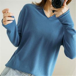 Women's Sweaters 2023 High Quality Pullover Knitted Cashmere Sweater Long Sleeve V-collar Women Pull Femme Korean Fashion Womens Tops