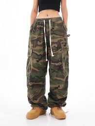 Men's Pants Camouflage Women Cargo Grunge Elastic Waist Hip Hop Sweatpants Unisex Joggers Trousers Vintage Pockets Wide Leg 230923