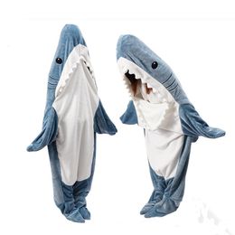 Blankets Shark Sleeping Bag Soft Cosy Hooded Animal Blankets Wearable Shark Blanket Hoodie for Men Women Wearable Office Shawl Blanket 230923