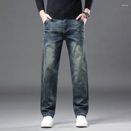 Men's Jeans Vintage Yellow Mud 2023 Autumn/Winter Loose Straight Tube Business Pants Retro Casual