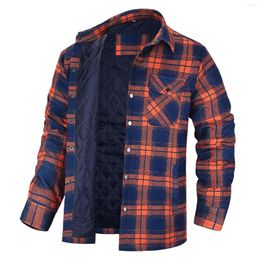 Men's Jackets Autumn And Winter Fashion Casual Cheque Square Lapel Pocket Hoodless Comfy Men Flannel O Rain Jacket