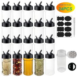 Kitchen Storage Organization 3.5oz Clear Plastic Spice Jars with Shaker Lids Labels Spice Bottle Seasoning Containers for Herbs Powders Salt and Pepper 230923