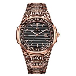 cwp 2021 ONOLA designer quartz watch unique gift wristwatch waterproof fashion casual Vintage golden classic luxury men295d