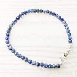 MG0148 Whole Ntural Lapis Lazuli Anklet Handamde Stone Women's Mala Beads Anklet 4 mm Mini Gemstone Jewelry237t