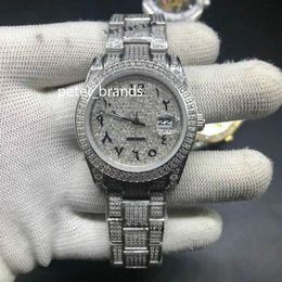 Luxury Full Diamond Arabic Numeral dial Watch High Quality Automatic Waterproof 37MM diamond face Watches 316 Stainless Steel192e