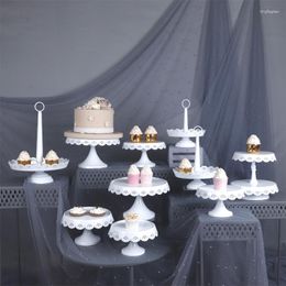 Bakeware Tools White Lace Metal Cake Stands For Baking Coffee Restaurant Tableware Cupcake Decorating Plates Set Home Dinnerware