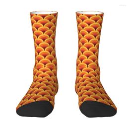 Men's Socks Orange Wave Gradient Retro Pattern Mens Crew Unisex Funny Abstract Geometric Spring Summer Autumn Winter Dress