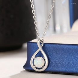 Pendant Necklaces Huitan Simple Stylish Number Eight-shaped Necklace With Colourful Imitation Opal Fancy Women's Fashion Jewellery