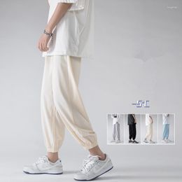 Men's Pants Summer Casual Trend Ice Silk Big Brand High Quality Straight Loose Wide-leg Trousers Four Colours