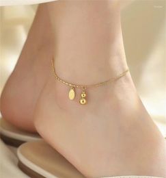 Anklets Trendy Gold Blessing Fu Gourd Pendant Anklet For Women Jewellery Fashion Colour Silver Chain Female Wrist Accessories
