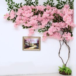 Decorative Flowers Artificial Cherry Blossom Tree Dry Branches Rattan Set Fake Flower Vine Plant Arch DIY Wedding Home Party Office Wall