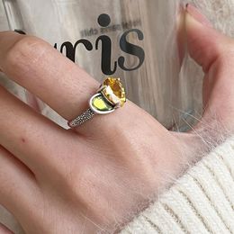 Cluster Rings Silvology Real 925 Sterling Silver Yellow Zircon Heart For Women Two Color Vintage Do The Old Korea Unique Jewelry