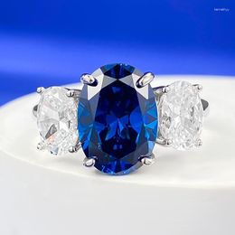 Cluster Rings 8 11 Royal Blue Four Claw Diamond Wedding Engagement Ring With Three Diamonds Exquisite Jewellery
