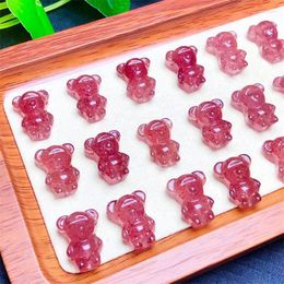 Charms 5PCS Natural Strawberry Quartz Cartoon Pendant Crystal Polishing DIY Exquisite Girl Jewellery Healing Stone Gift 17MM