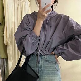 Women's Jacket's Wool Blends 2023 Spring Summer Jackets Solid Hooded Lantern Sleeve Korean Style Students Simple Design Chic Harajuku Fashion Ladies 230923