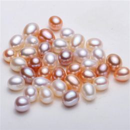 100 Pieces Whole Half Drilled Freshwater Pearl Loose Rice Teardrop 6 8mm Natural Pearls DIY Jewellery Making268r