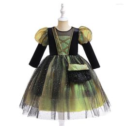 Girl Dresses Halloween Long Sleeves Christmas Cosplay Children Short Mesh Star Ballgown Birthday Party Clothing