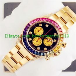 Top Selling Factory Supplier men 116598 RBOW Rainbow 40mm Automatic Movement Diamond Bezel Gold Bracelet Wristwatches No Chronogra177n