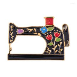 Brooches Sewing Machine Enamel Pin Blue Flower Vintage Industrial Product Denim Jacket Metal Badges Bag Decoration Jewelry Gifts