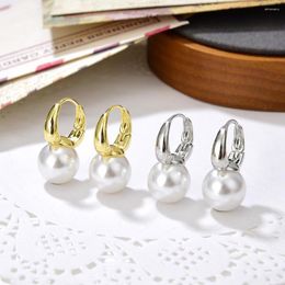 Hoop Earrings WANGAIYAO Fashion High-grade Imitation Pearl Exaggerated Temperament Simple Ring Plain Female Cold Wind B