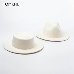 100% Wool Felt Hats White Wide Brim Fedoras For Wedding Party Hat Fedora Hat Women Winter Floppy Sombrero Mujer219h