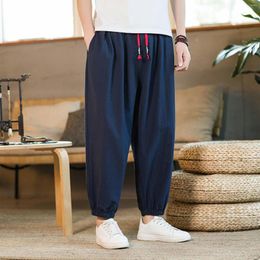 Men's Pants Soild Loose Cotton Bloomers Summer Sweatpants Man Yoga Wide Leg Harem Pencil Fitness Baggy Streetwear