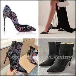 Premium Fashion Women's Suede High-heeled Boots Colourful Bling High Heels for Women EU 35-45