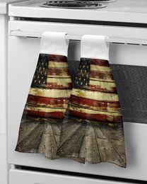 Towel American Flag Plank Retro Style Hand Household Absorbent Kitchen Rag Children's