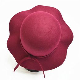 Autumn Winter Hats for Children Girls Soft Vintage Wool Felt Bowler Fedoras Solid Floppy Cloche Wide Brim Hats Caps for Kids241r