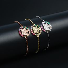 New Rainbow Cz Crown String Bracelet Women Colourful Rainbow Gold Filled Cz Bracelets Stainless Steel Wedding Jewellery Gift2139