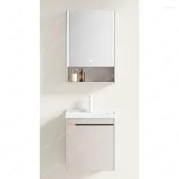 Bathroom Sink Faucets Cabinet Ceramic Whole Washbin Cream Style Custom Solid Wood Smart Simple Wall Hanging Moisture-Proof