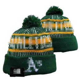 Men's Caps Hats All 32 Teams Knitted Cuffed Pom Athletics Beanies Striped Sideline Wool Warm USA College Sport Knit Hat Hockey Oakland Beanie Cap for Women's