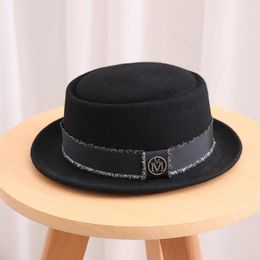 Stingy Brim Hats Men Fedora Hat Fashion 100% Pure Australia Wool Men's With Pork Pie For Classic Felt Women Cap1352E