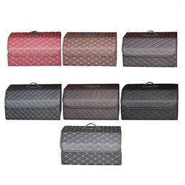 Car Organiser Folding Trunk Storage Box With Lid PU Leather Cargo Bag For Vehicle Sedan SUV Tidy Case Auto