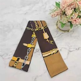 Designer Cravat Letters Print Floral Silk Scarf Headband for Women Fashion Long Handle Bag Scarves Paris Shoulder Tote Luggage Rib2020