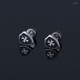 Stud Earrings 1PCS Punk Black Enamel Cross For Men Women Stainless Steel Screw Piercing Couple Jewelry Party Gifts E348