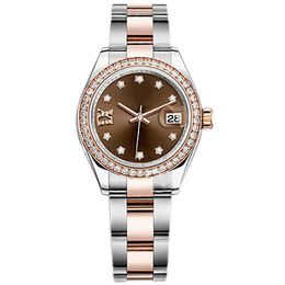 Top Quality Lady Women Watch 31mm Face Everose Womens Date Sapphire Diamond Iced Bezel Automatic Movement Mechanical Luxury Watche246V