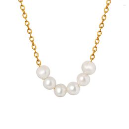 Pendant Necklaces Dainty Gold Plated Pearl Tiny Chain Necklace Minimalist Simple Freshwater Charm Choker Jewellery For Women