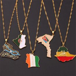 Pendant Necklaces Arab Algeria Africa Ethiopia Eritrea Map Necklace Oil Drop Women Jewelry244E